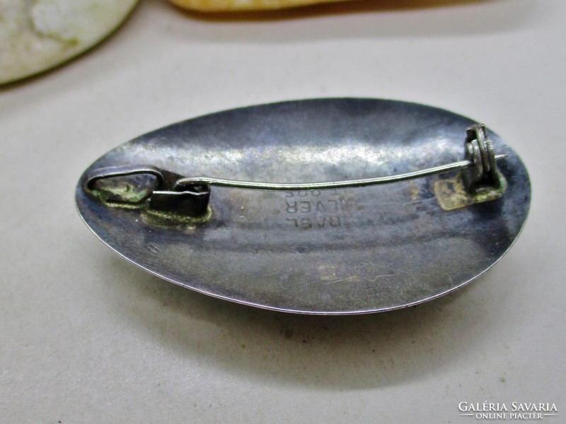 Beautiful eilat stony israeli silver brooch