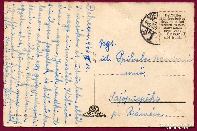 056 --- Futott képeslap   Debrecen 1946 Weinstock fotó