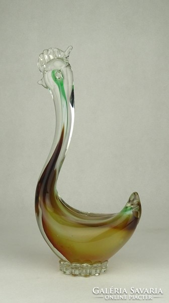 Artistic blown glass rooster marked with colored paper vignette in 1G145 material 29 cm