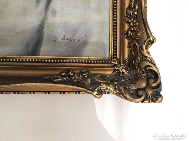 Murin Vilmos festmény, fácános asztali, vadászcsendélet olaj, fa blondel keretben. Kép: 67 x 53 cm