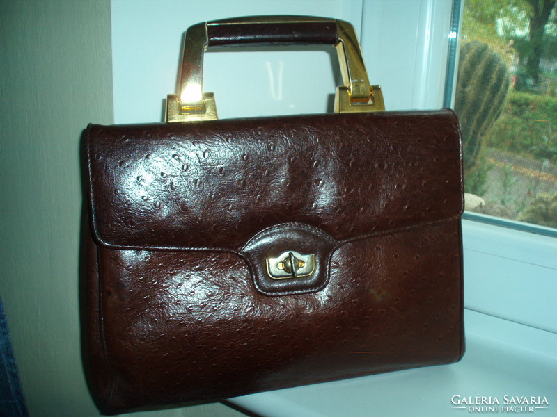 Vintage genuine ostrich leather handbag, shoulder bag