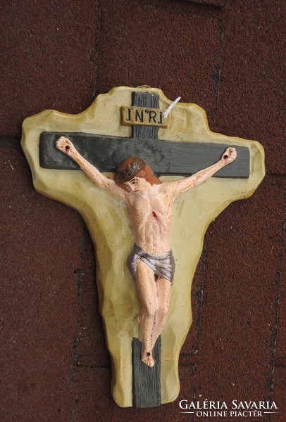 Old large wall plaster Jesus crucifix - cross - corpus