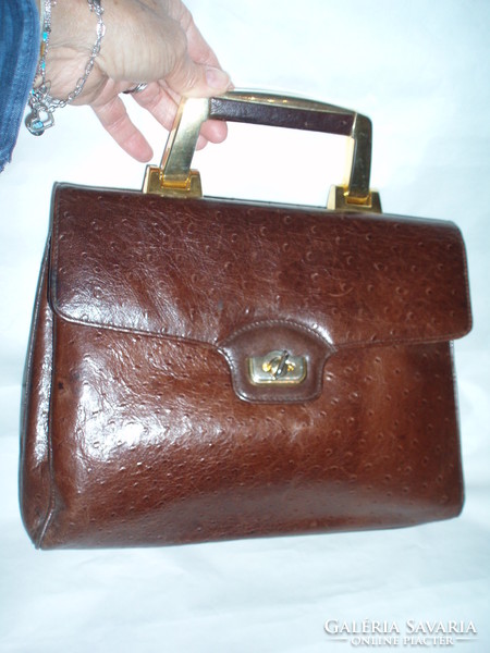 Vintage genuine ostrich leather handbag, shoulder bag