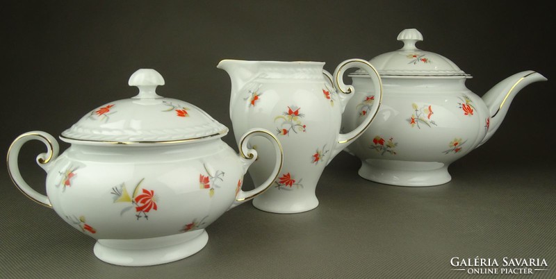 1G119 Régi virágmintás jelzett Bavaria porcelán kávés teás készlet