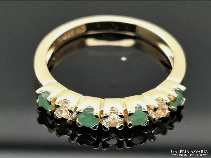 Harry Ivens IV  csodás smaragd- cirkónia 925 ezüst gyűrű, 14K aranyozott új