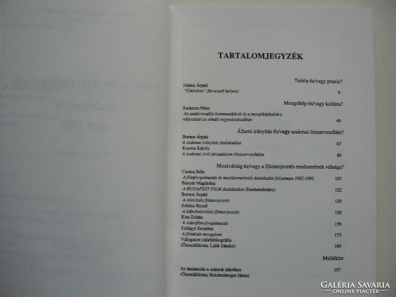 On the way - the transformation of the film distribution system '82 -'92, Árpád Juhász 1993, book in good condition
