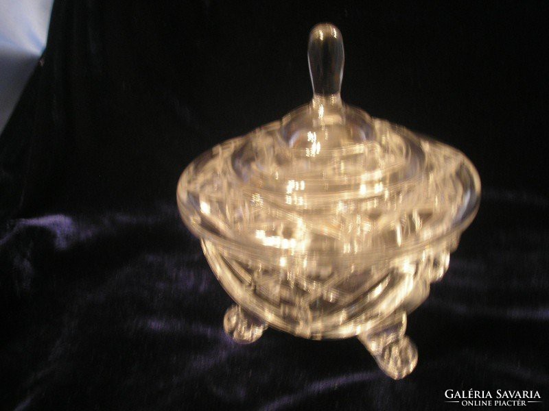 Antique, 3-legged polished crystal bonboniker 12 x13 cm flawless as a gift for sale