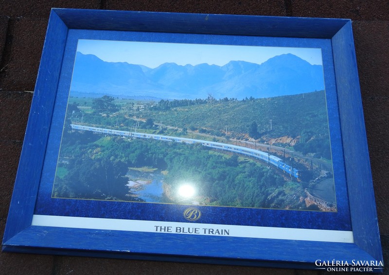 The blue train - galerie planik - thick blue wooden frame - picture frame