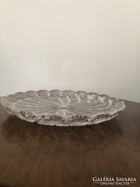 Lead crystal cake set, bowl 28.5 cm and 6 small plates 15 cm