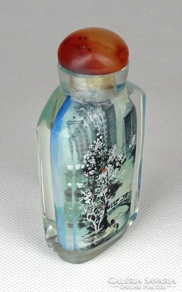 1G156 Thick Wall Blown Glass Perfume Bottle with New York Statue of Liberty Decoration