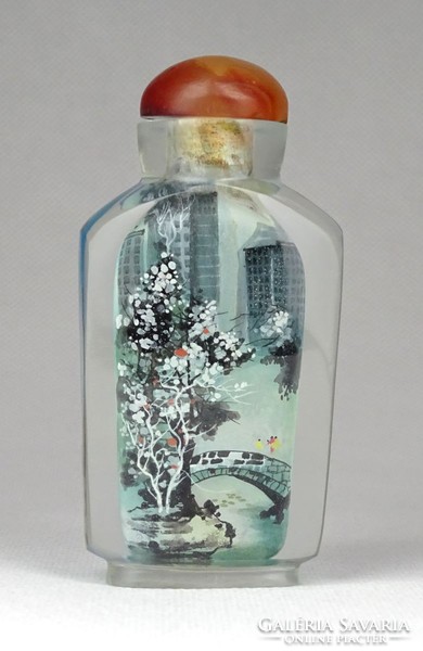 1G156 Thick Wall Blown Glass Perfume Bottle with New York Statue of Liberty Decoration