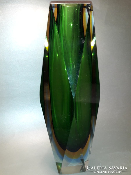 Now worth the price 25 cm murano allesandro mandruzzato sommerso diamond-cut glass vase with small box