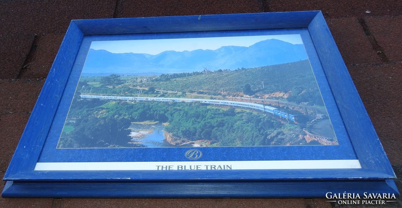 The blue train - galerie planik - thick blue wooden frame - picture frame