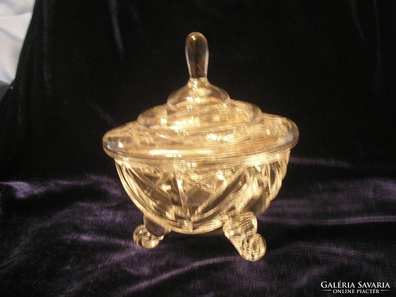 Antique, 3-legged polished crystal bonboniker 12 x13 cm flawless as a gift for sale