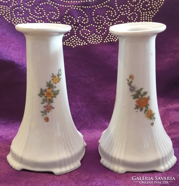 Pair of bird porcelain candlesticks