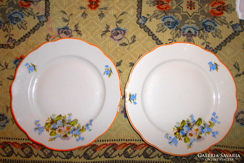 2 Zsolnay plates with flower bouquet pattern 1900 ft/pc