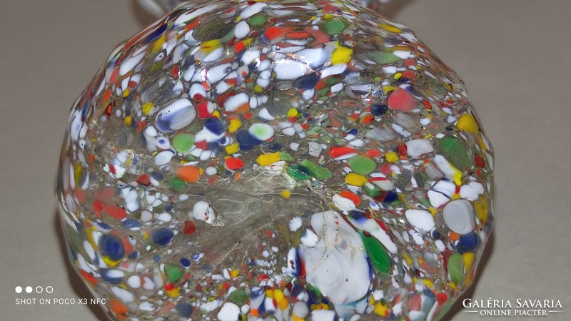 Muránoi kis méretű ezer színű üveg váza füles kiöntő sérült