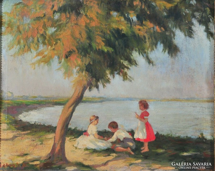 Ismeretlen művész, Gyerekek a folyóparton