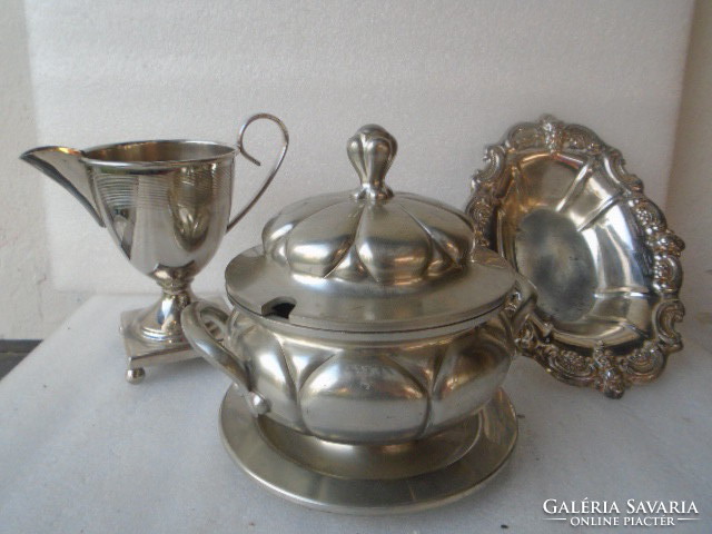 3 pcs old luxury set in large sugar bowl
