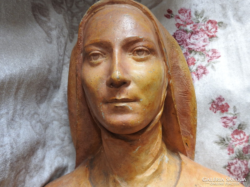 Antique plaster bust - a bust of a nun