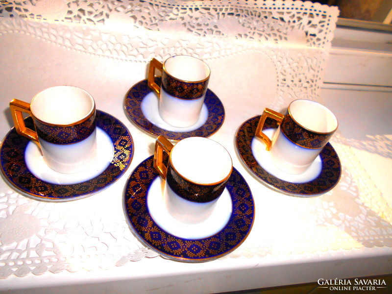 4 pcs antique cobalt painting mocha cup and saucer-the price applies to 4 cups + saucer