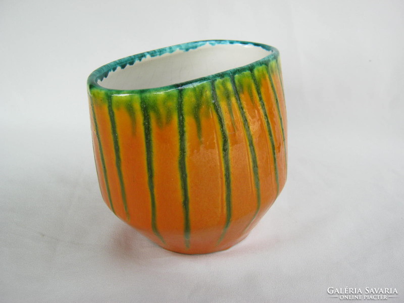 Retro ... Oval-shaped vase of applied art glazed ceramic