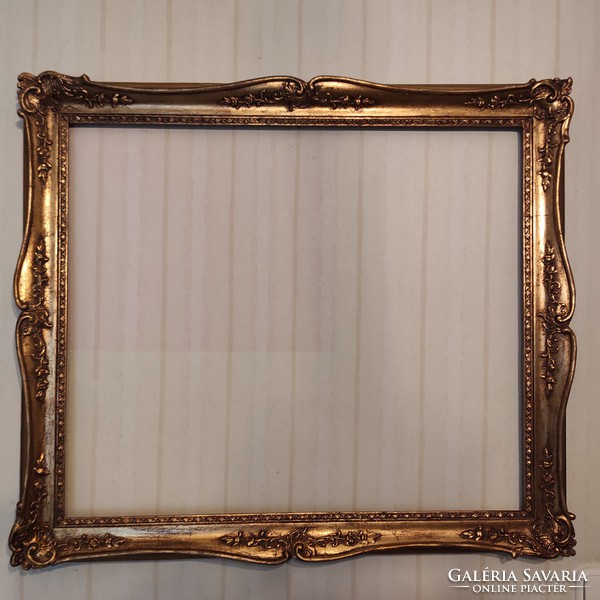 Nagy méretű antik Biedermeier festmény keret, képkeret tükör keret laparanyozott Blondel jellegű