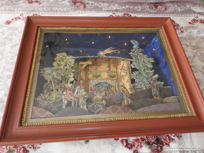 Three dimensional antique wall nativity scene
