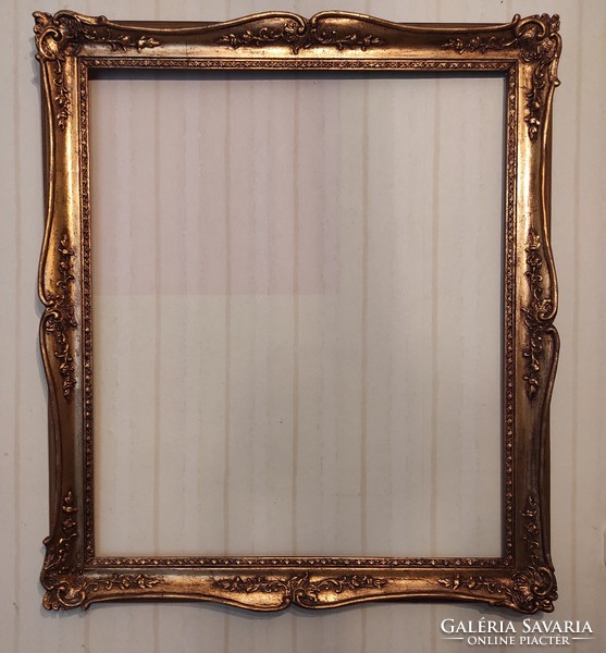 Nagy méretű antik Biedermeier festmény keret, képkeret tükör keret laparanyozott Blondel jellegű