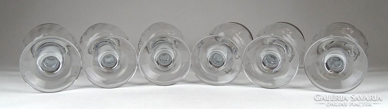 1G191 Díszes ezüst frízes talpas üveg pohár készlet 16.5 cm