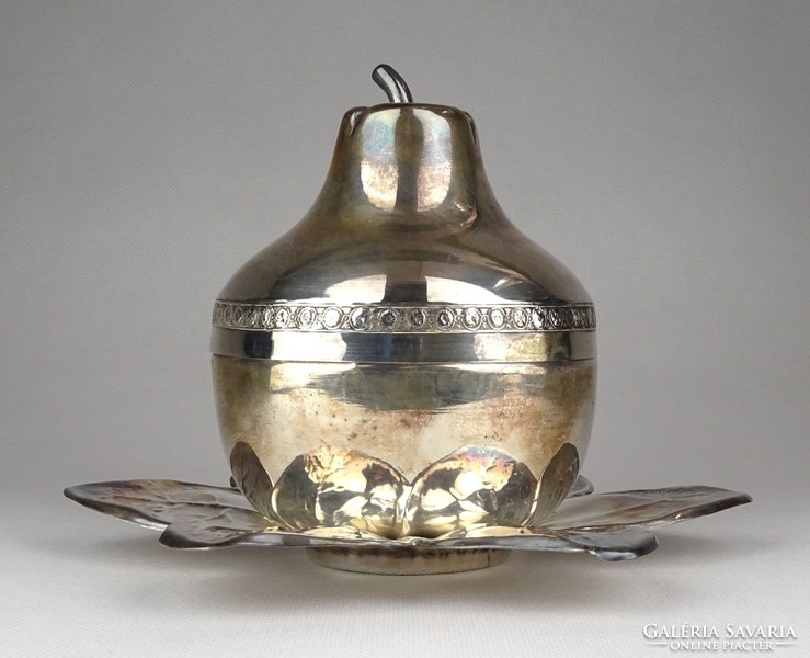 1G193 old silver plated pear shaped sugar bowl bonbonier