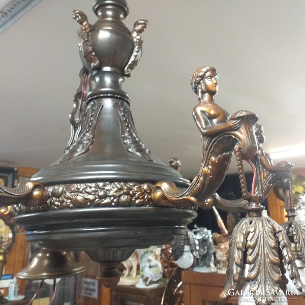 Bronze, copper neo empire, empire 6-arm ceiling chandelier, lamp.