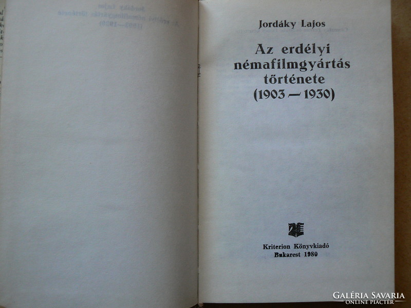 The history of silent film production in Transylvania (1903-1930), lajos jordáky 1980, book in good condition, rare!