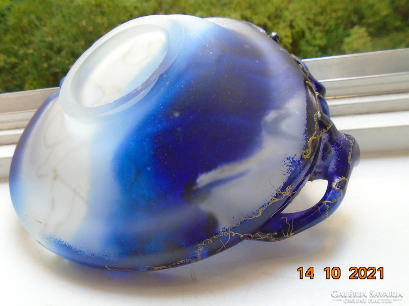 Artistic chalcedony glass work enameled in an organic style