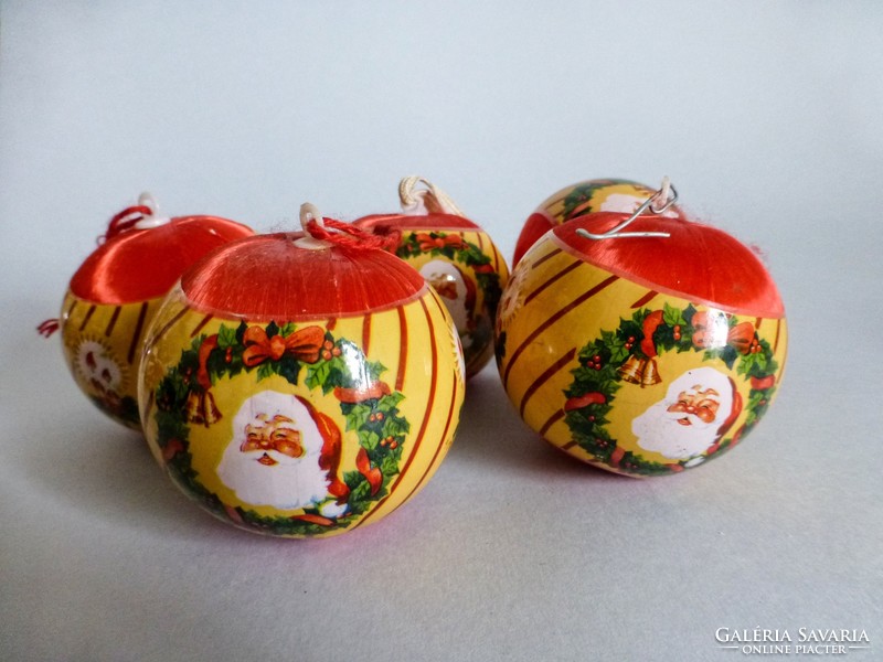 Retro, vintage, decoped Christmas tree decorations in one, Santa's spheres