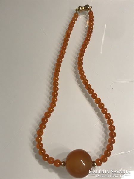 Karneol féldrágakő nyaklánc, 45 cm hosszú