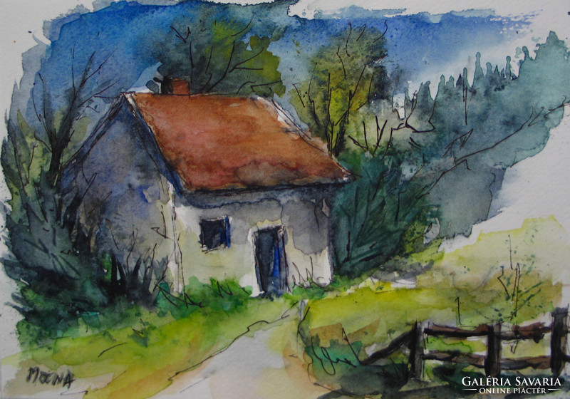 Moona - Útmenti tanya/Wayside grange EREDETI akvarell /ORIGIN aquarell