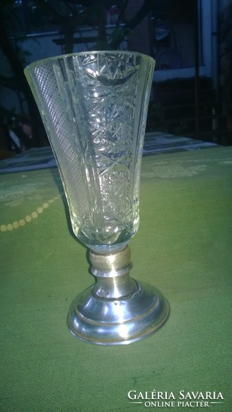 Leaded crystal vase with silver base flawless beautiful pcs.