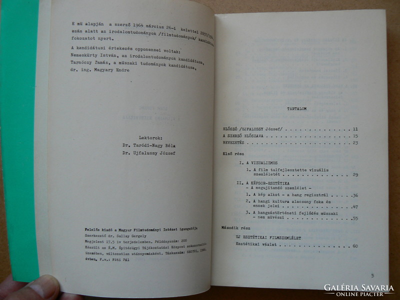 Aesthetics of film sound, Ferenc lohr 1966, book in good condition (200 copies), rarity !!!