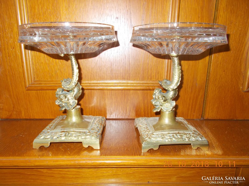 S18-24 Art Nouveau serving pair with dragon snake body