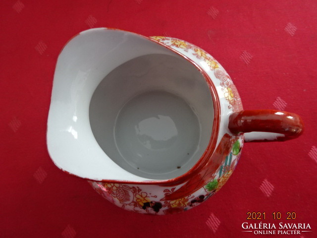 Japán porcelán tejkiöntő, barna szegélyes, magassága 8,5 cm. Vanneki!