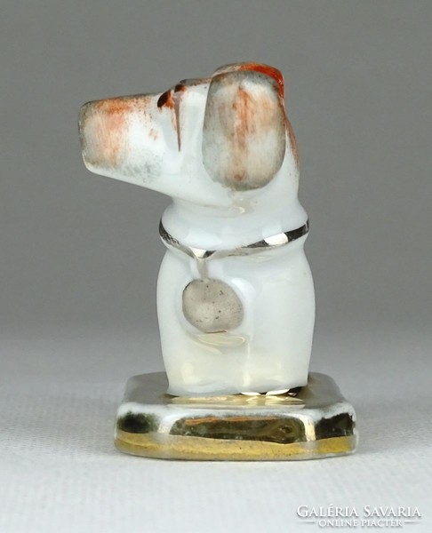1G255 old marked gilded small porcelain dog