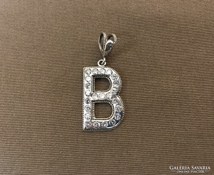 Letter B silver pendant