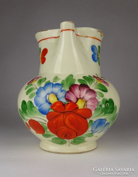 1G269 old flower pattern ceramic jug 14.5 Cm