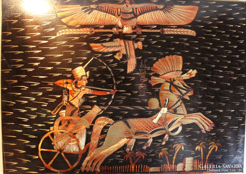 Egyiptomi harci szekér - rézlemez karc