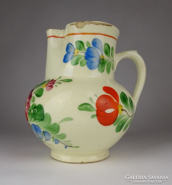 1G269 old flower pattern ceramic jug 14.5 Cm