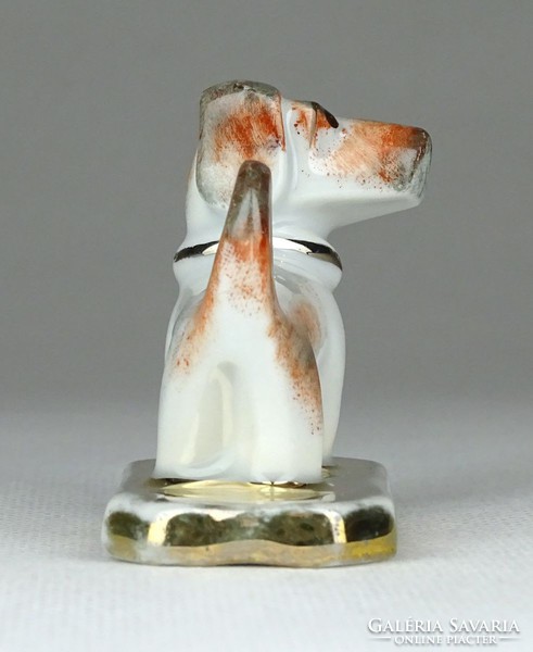 1G255 old marked gilded small porcelain dog