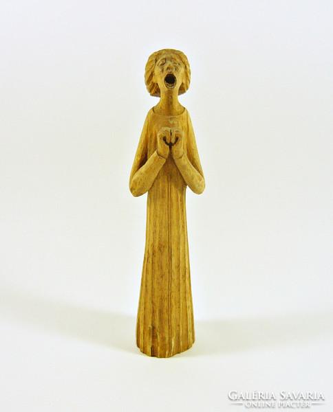 Opera singer diva 19.5 Cm hand-carved wooden sculpture, flawless! (F014)