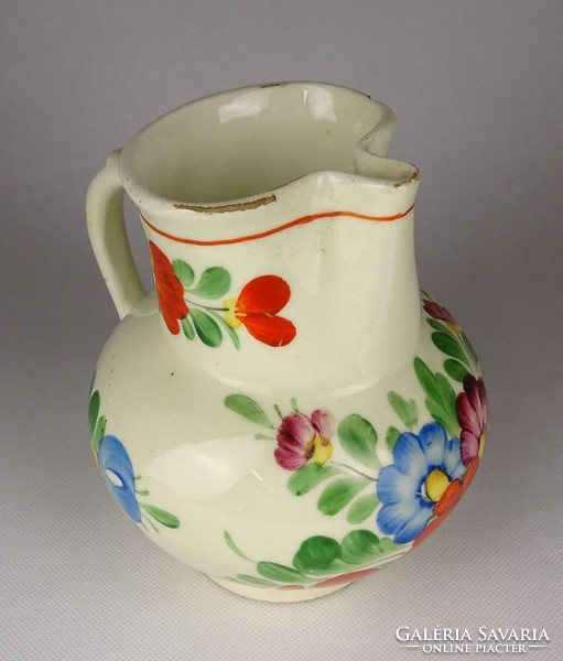 1G269 old flower pattern ceramic jug 14.5 Cm