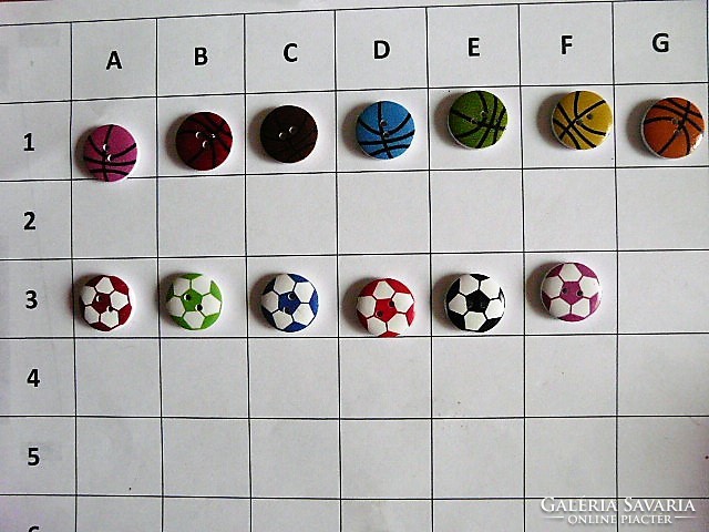 Ball, soccer ball, volleyball, button, wooden button collection for clothes, bags, scrapbooking